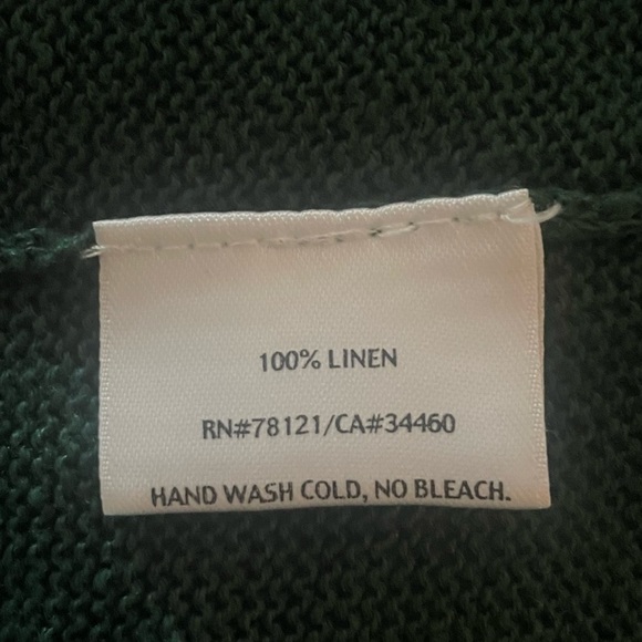 Eileen Fisher Forest Green Organic 100% Linen Short-Sleeve Cardigan Size Medium - Picture 6 of 8